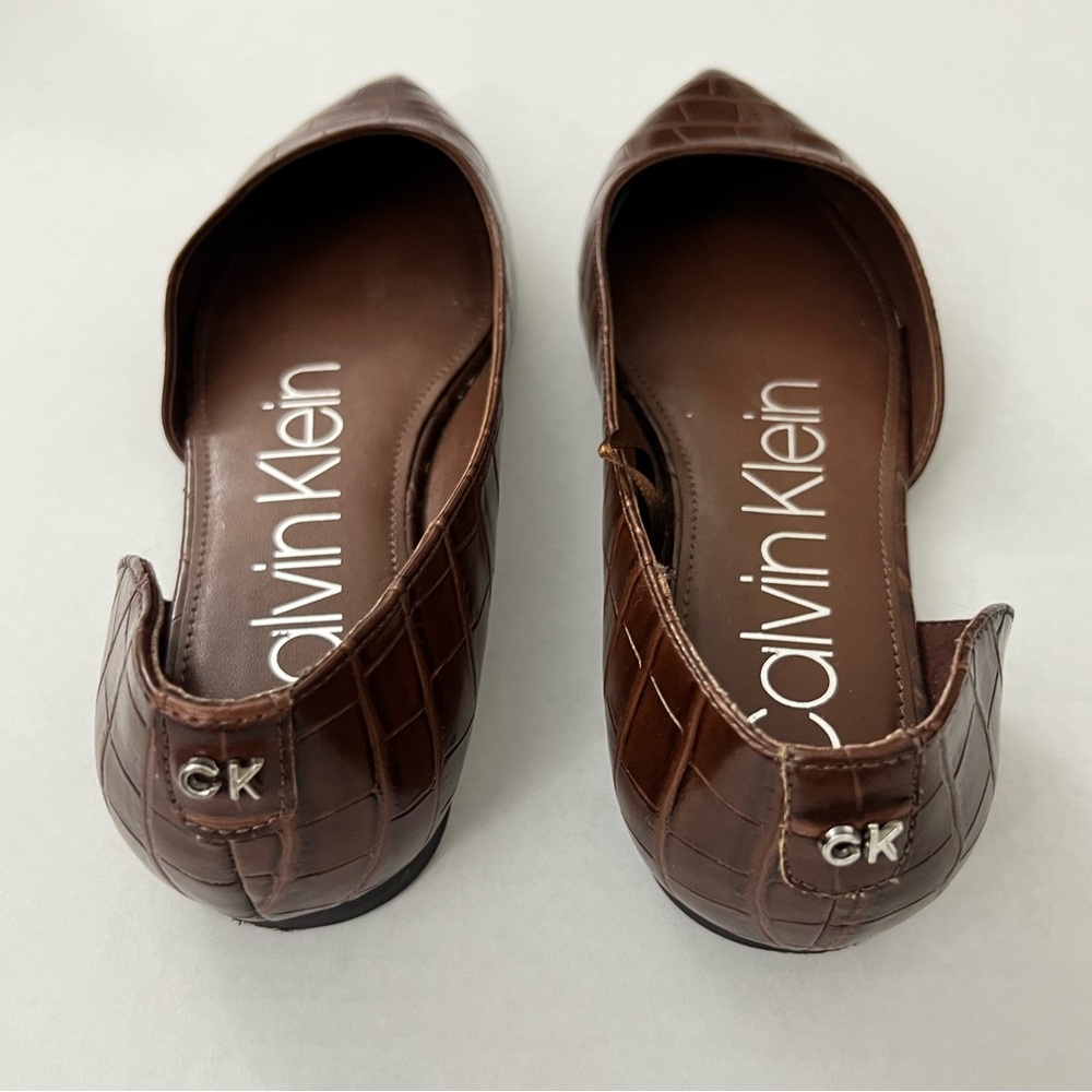 Calvin Klein Brown Croc-Embossed Flats - Picture 3 of 4